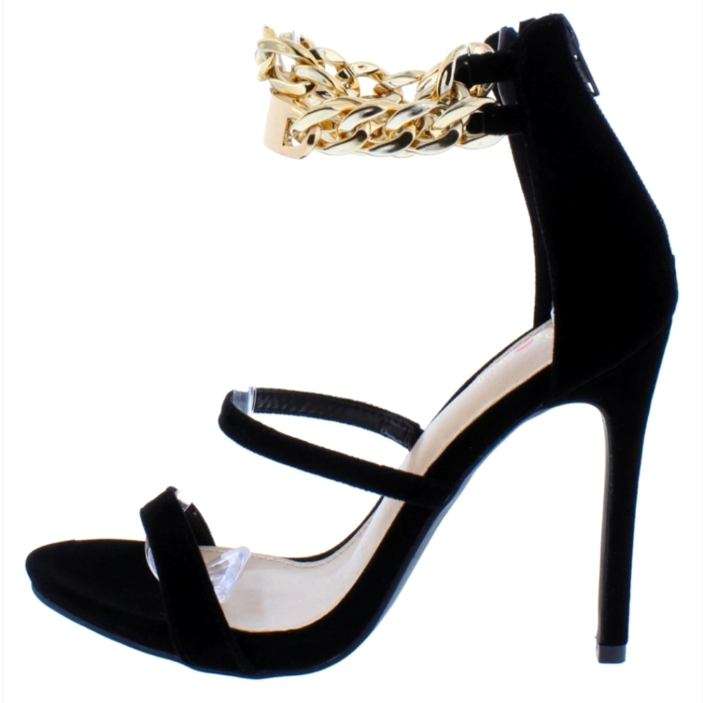 NEW! Faux Suede Chain Link Heel